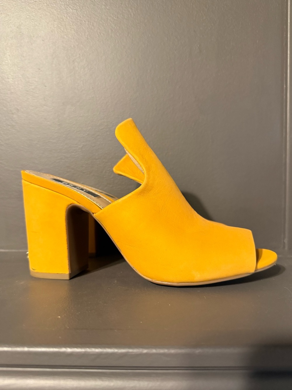 Dkny Yellow Open-Toe Block Heel Mules